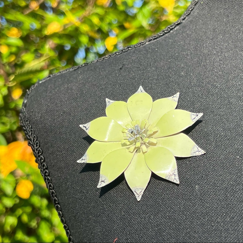 & Vintage Mint Green Flower Brooch